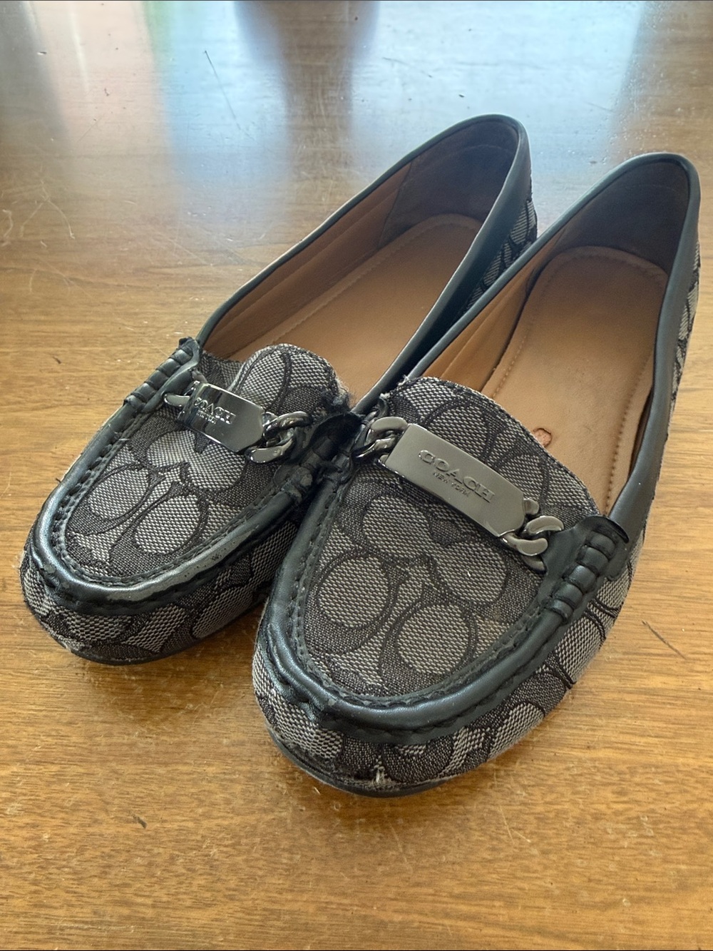Coach Gray/Black Signature Canvas Bit Loafers